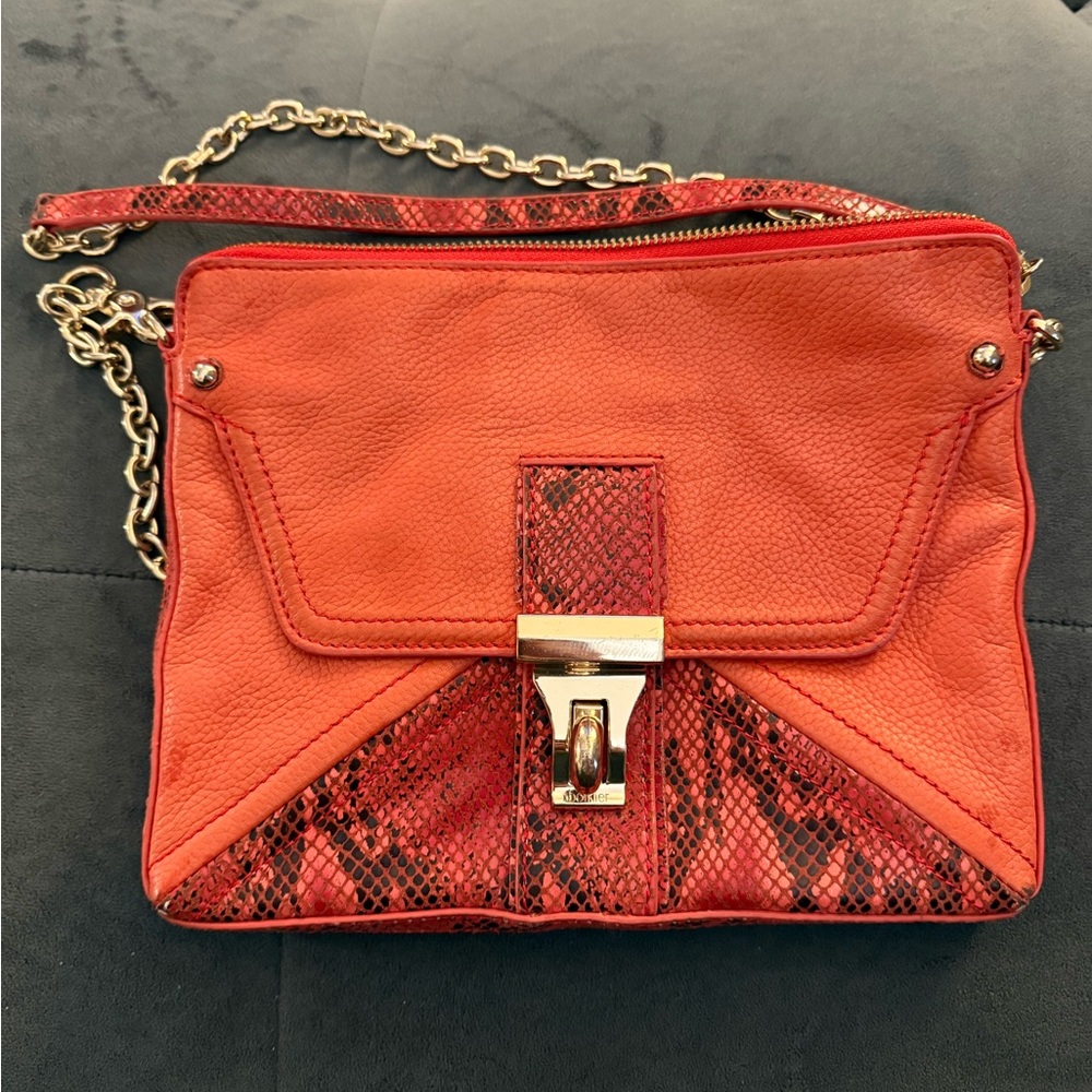 Chic Red Leather Crossbody Bag